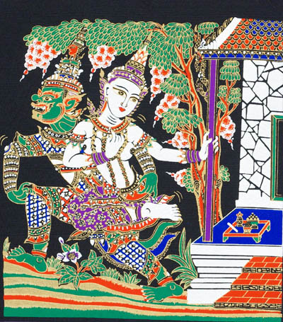 serigraphie du cambodge ramayana ravana enleve sita